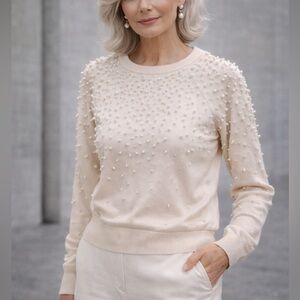 Pearl embellished Ellie Tahari sweater size medium